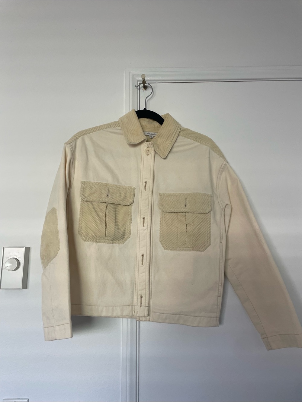 Madewell Cream Lightweight Worker Jacket with Textured Pockets